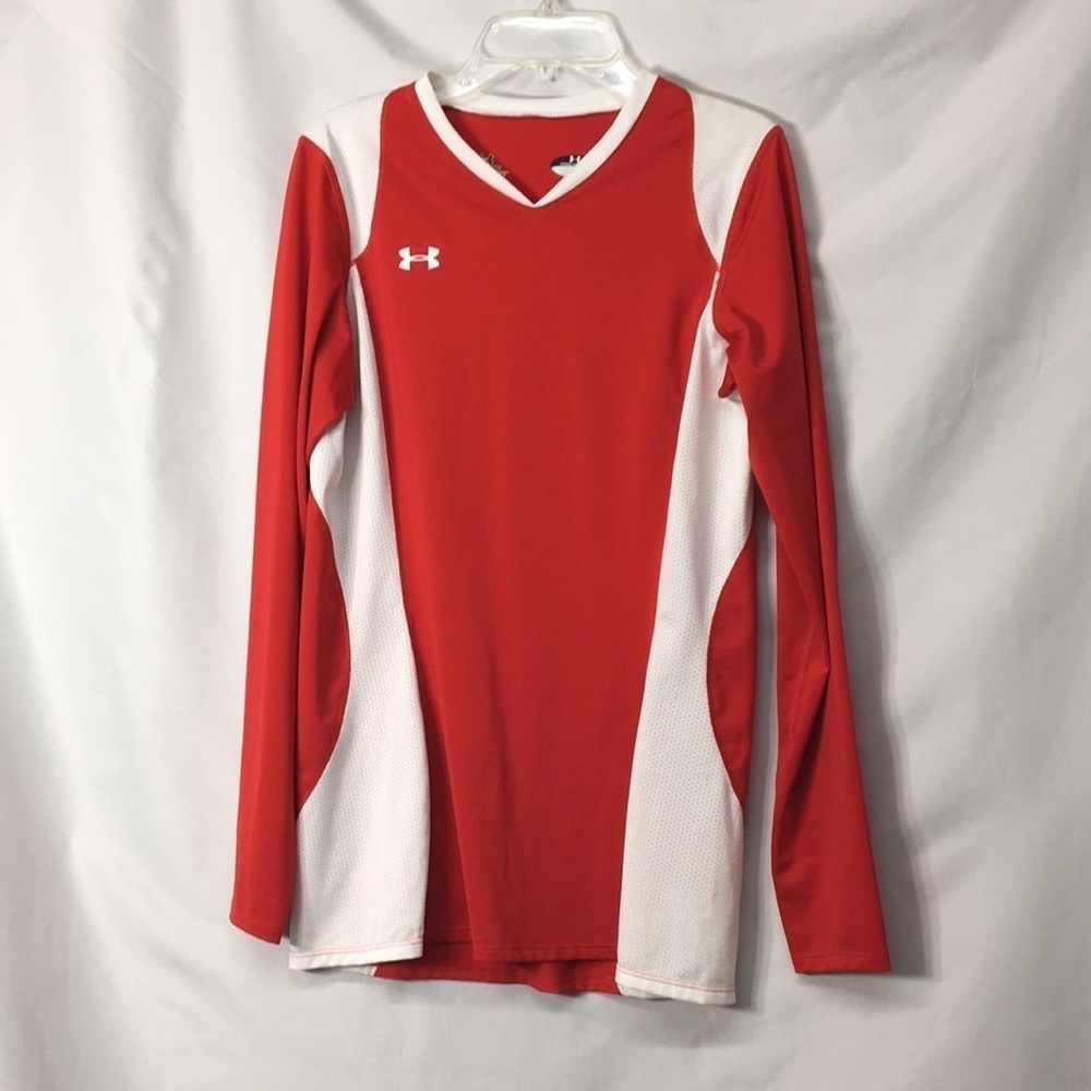Under Armour Women’s Heat Gear Red and White Athletic Top Size M Like-NEW